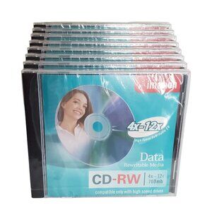 Lot of 8 Blank CD-RW Discs 700MB 4x-12x Imation Data Rewritable Media NEW Sealed